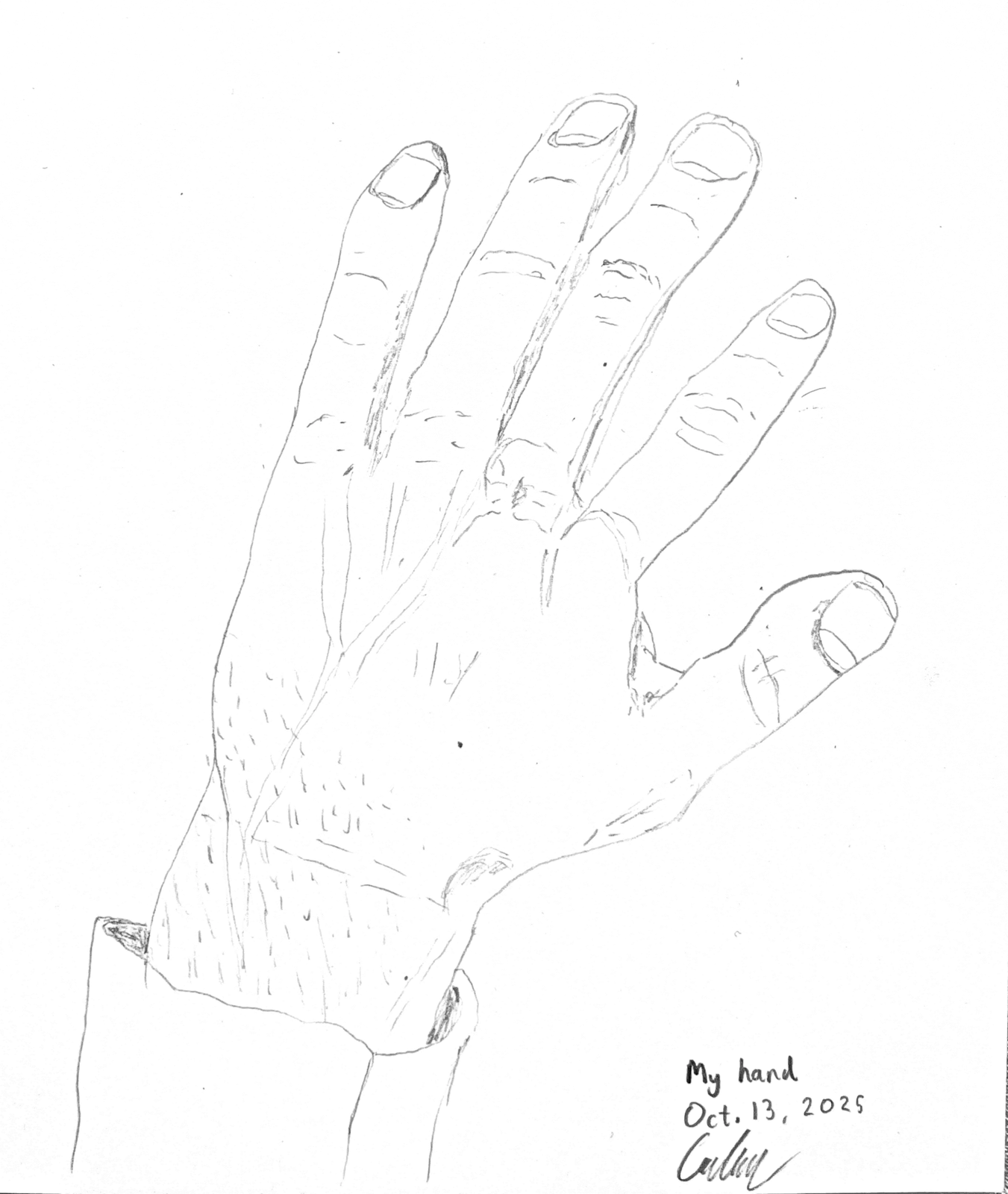 Drawing of my hand on October 13, 2025