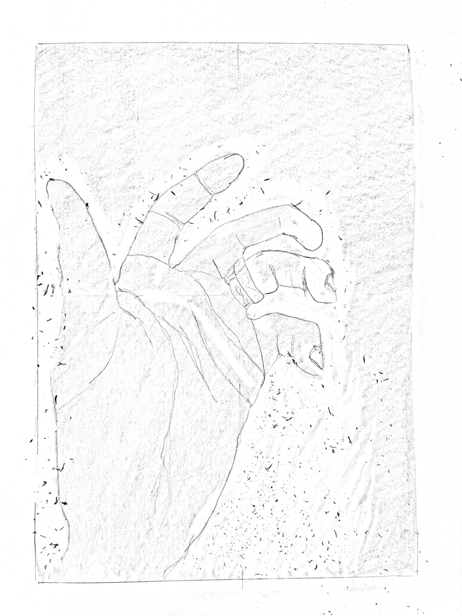 Building mid-tones across the toned paper hand study